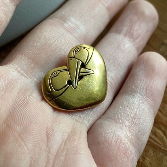 💛 Vintage Gold Tone Laurel Burch Brooch - Picture 4 of 4